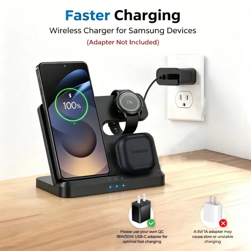 3 in 1 Fast Wireless Charger F - Wireless Charger 3 In 1 ulasan dan harga