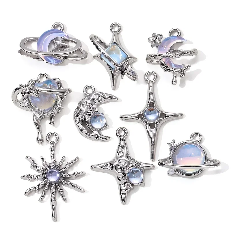 9pcs New Star Moon Enamel Char - Y2K Tech Accessories ulasan dan harga