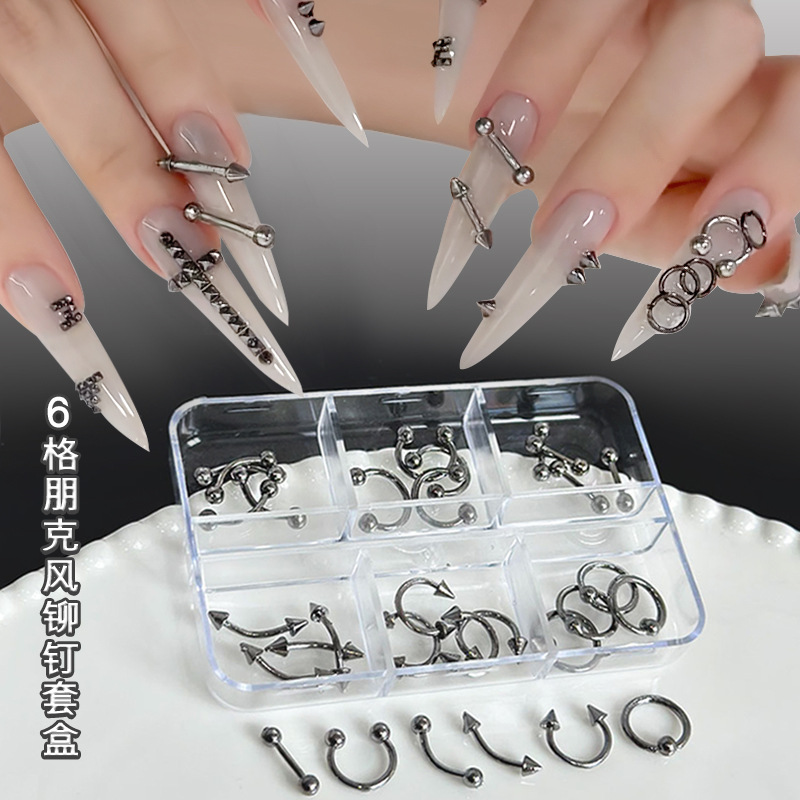 6Grids 3D Punk Style Rivets Na - Y2K Tech Accessories ulasan dan harga