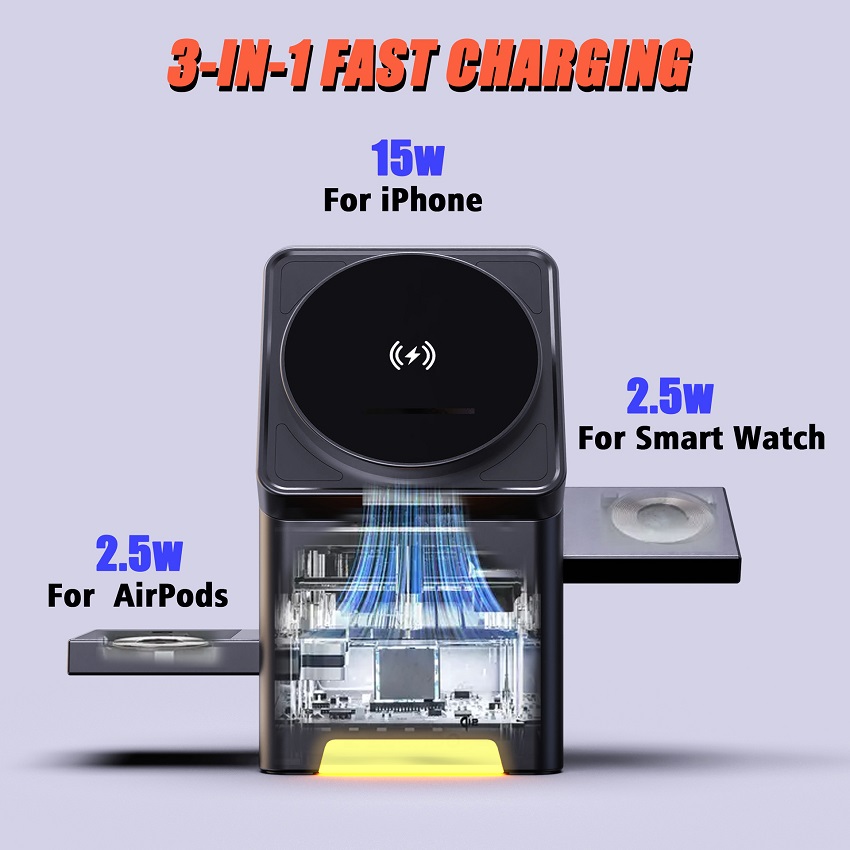 3 in 1 Magnetic Wireless Charg - Wireless Charger 3 In 1 ulasan dan harga